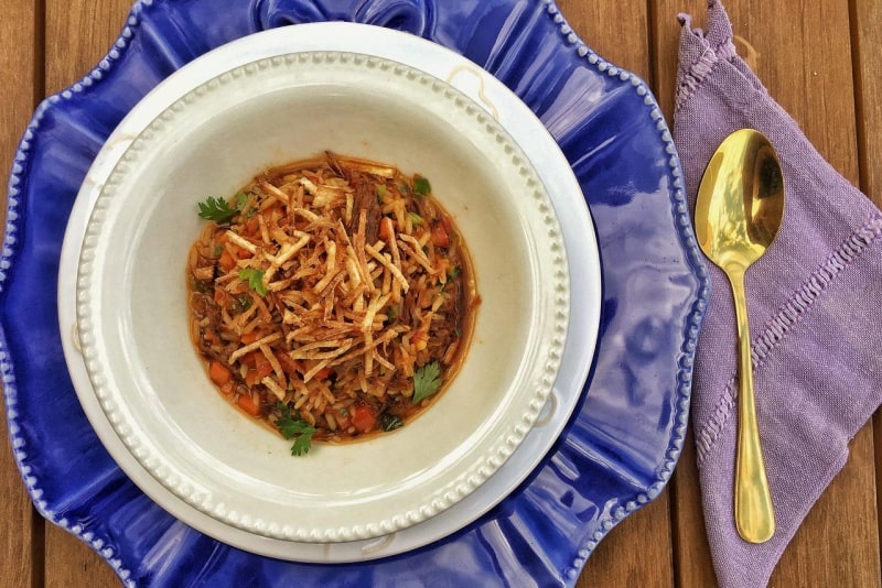 Receita de Arroz com Carne Desfiada