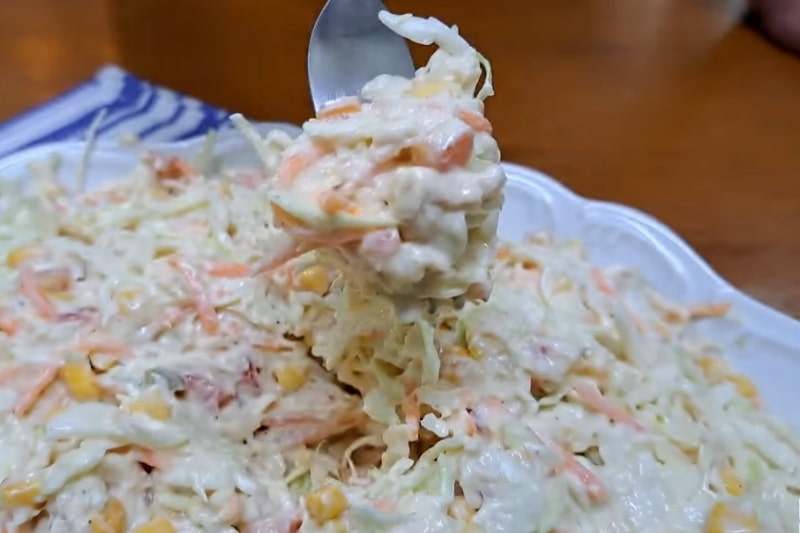 Receita de Salada de Repolho Cremosa com Frango