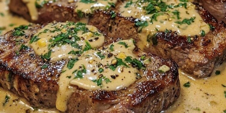 Bife com Molho de Creme de Alho